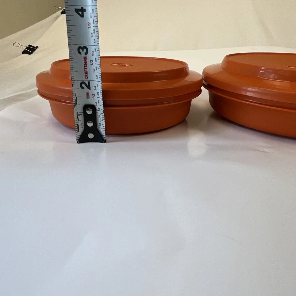 Vintage Tupperware Stack Cooker Set 4 Piece Burnt Orange Microwave Cookware 1583